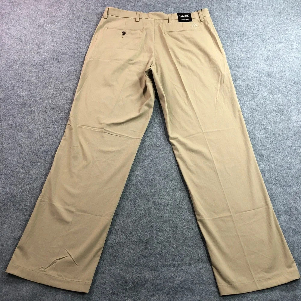 Adidas Mens Golf Pants 34x32 Tan Textured Straight Stretch Herringbone NWT
